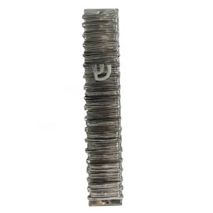 Picture of Lucite Mezuzah Case Coiled Wire Design Silver 15cm